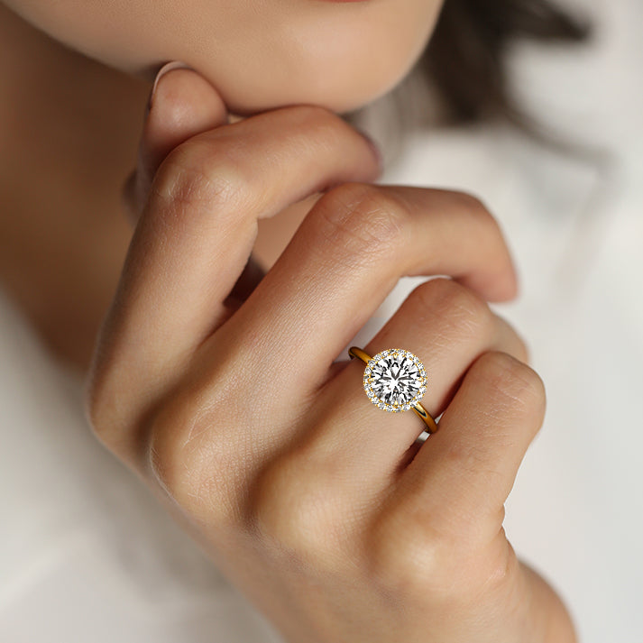 1.0 Carats Lab Grown Diamond Round Shape F-VS1 Halo Engagement Ring