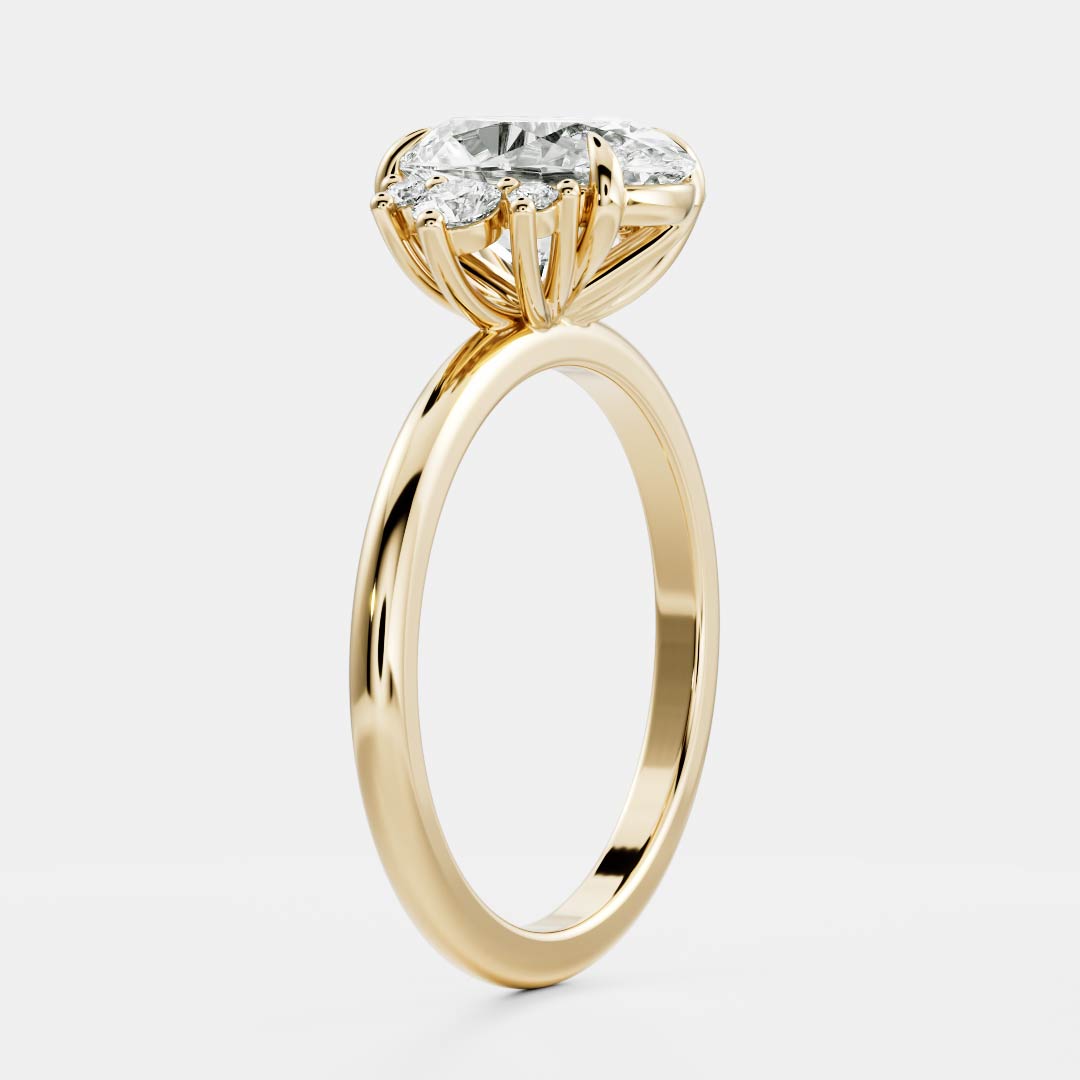 1.50 Carats Oval Shape Cluster Moissanite Engagement Ring