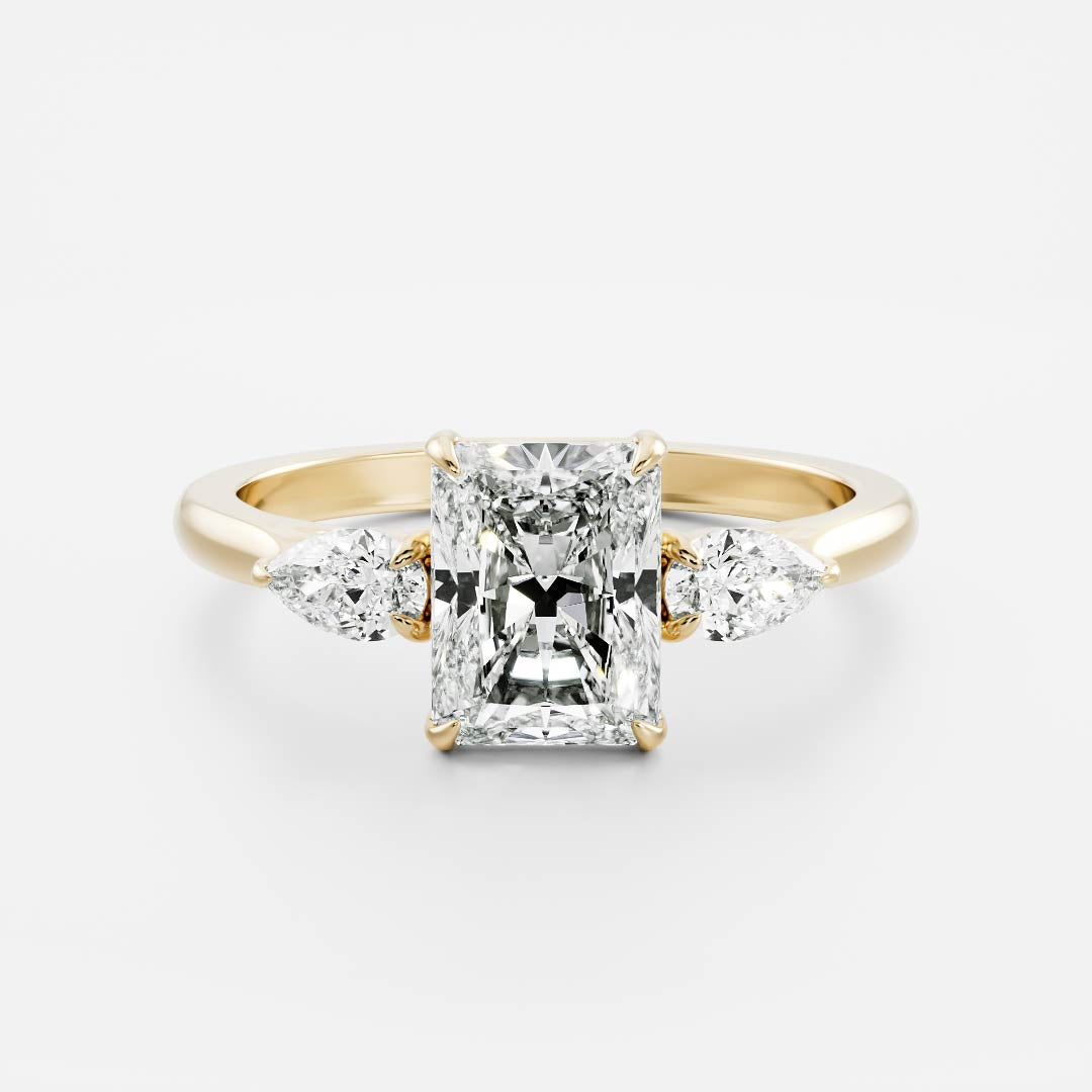 1.10 Carats Radiant Shape Moissanite Three Stone Engagement Ring