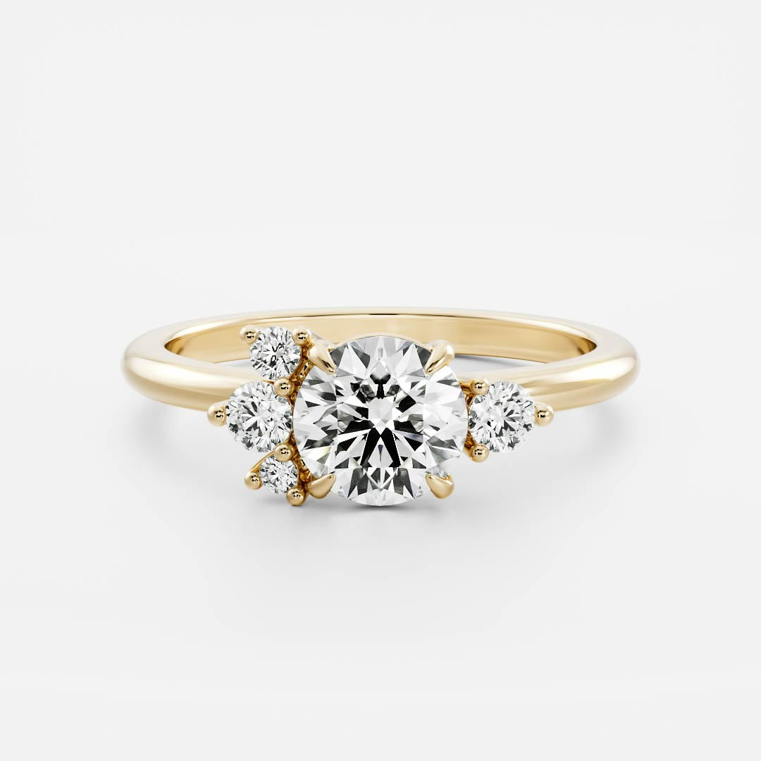 0.70 Carats Round Shape Moissanite Cluster Engagement Ring
