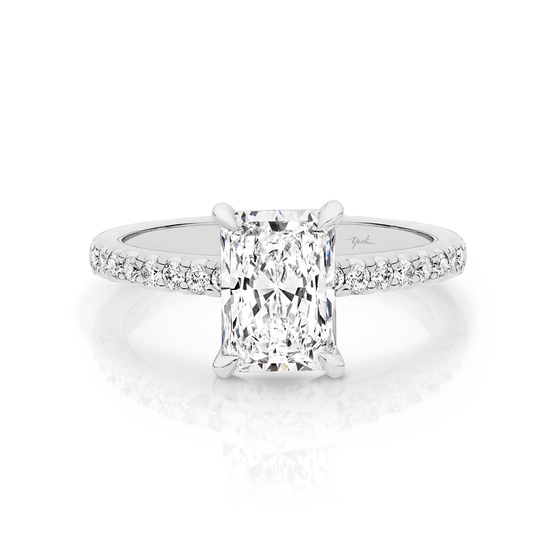 1.0 Carats Lab Grown Diamond Radiant Shape E-VS1 Pave Engagement Ring