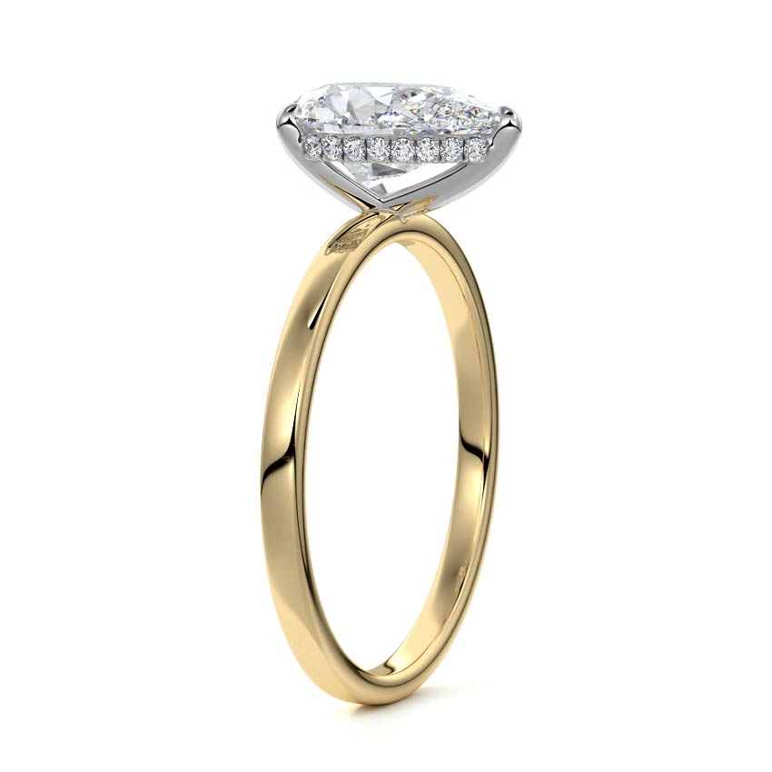 2.0 Carats Lab Grown Diamond Pear Shape E-VS1 Hidden Halo & Two Tone Engagement Ring