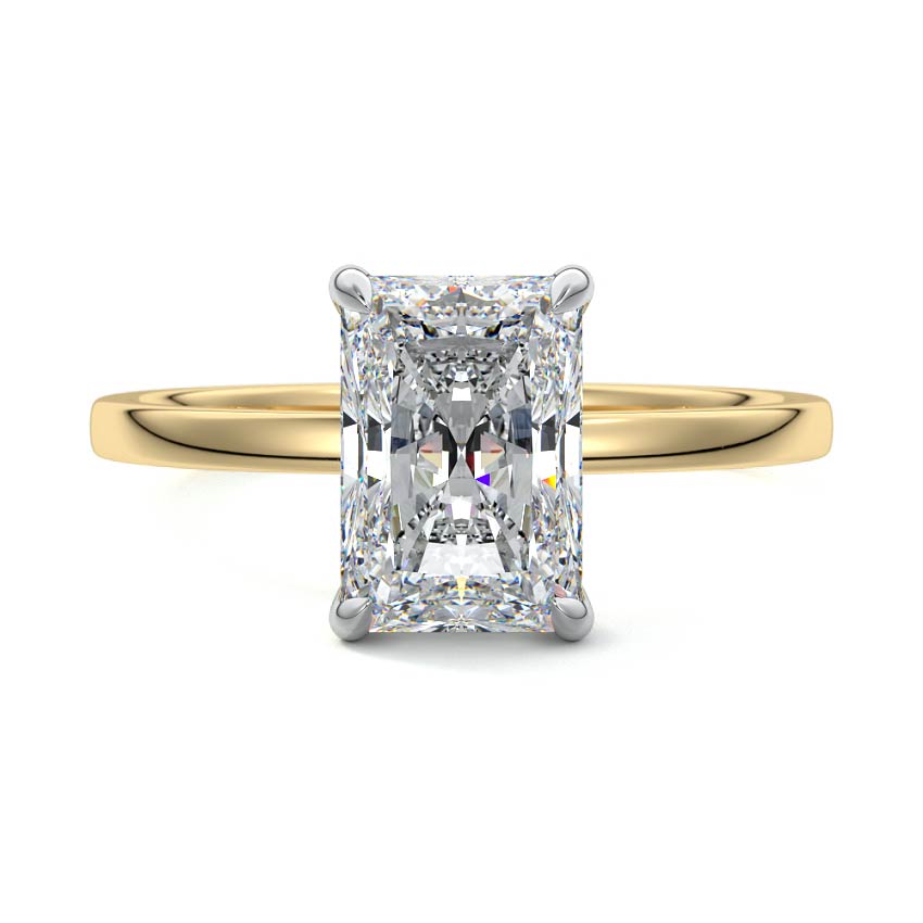 2.0 Carats Lab Grown Diamond Radiant Shape E-VS1 Hidden Halo Engagement Ring