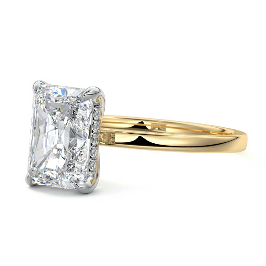 2.0 Carats Lab Grown Diamond Radiant Shape E-VS1 Hidden Halo Engagement Ring