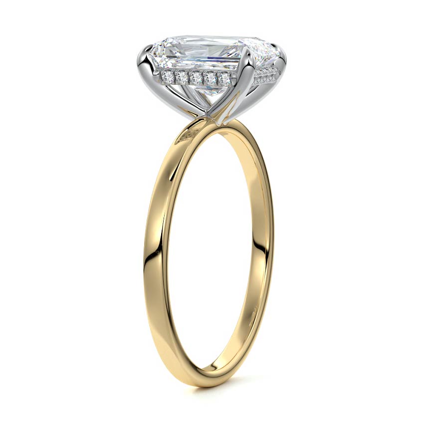 2.0 Carats Lab Grown Diamond Radiant Shape E-VS1 Hidden Halo Engagement Ring