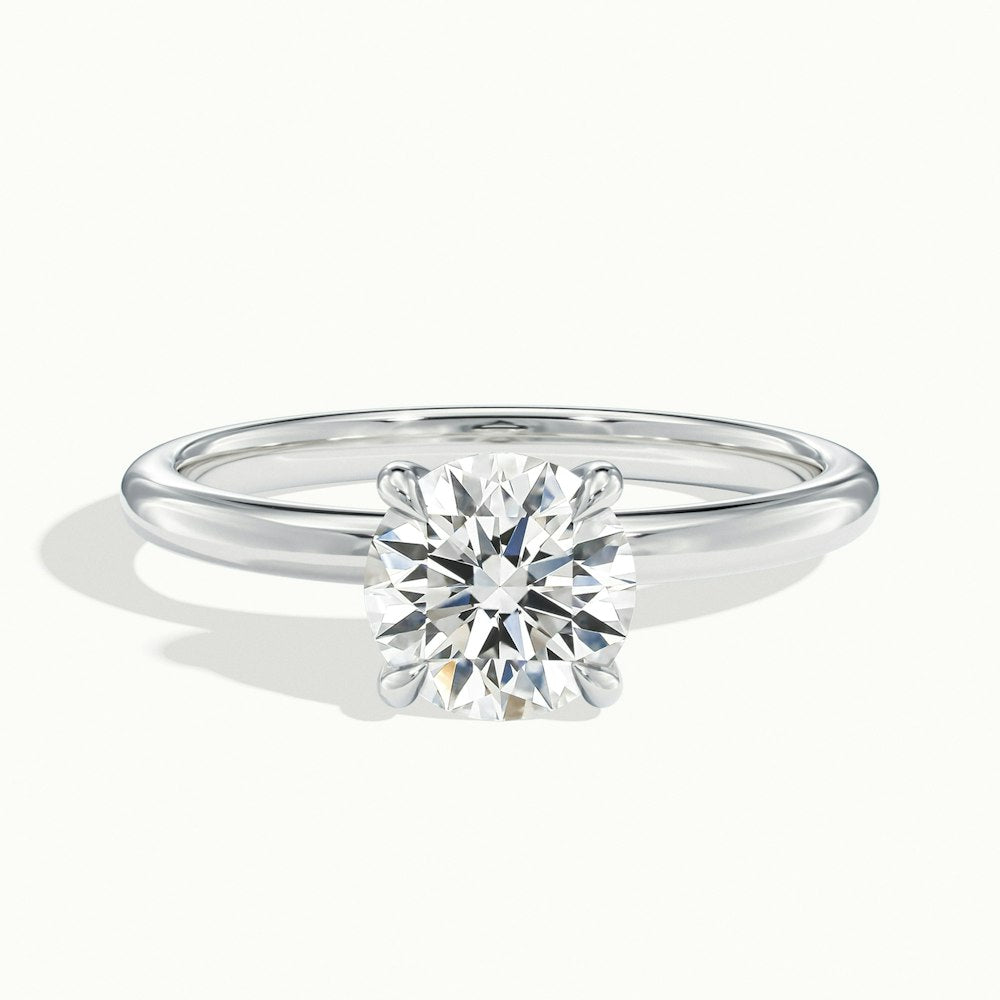 1.0 Carats Lab Grown Diamond Round Shape E-VS1 Solitaire Engagement Ring