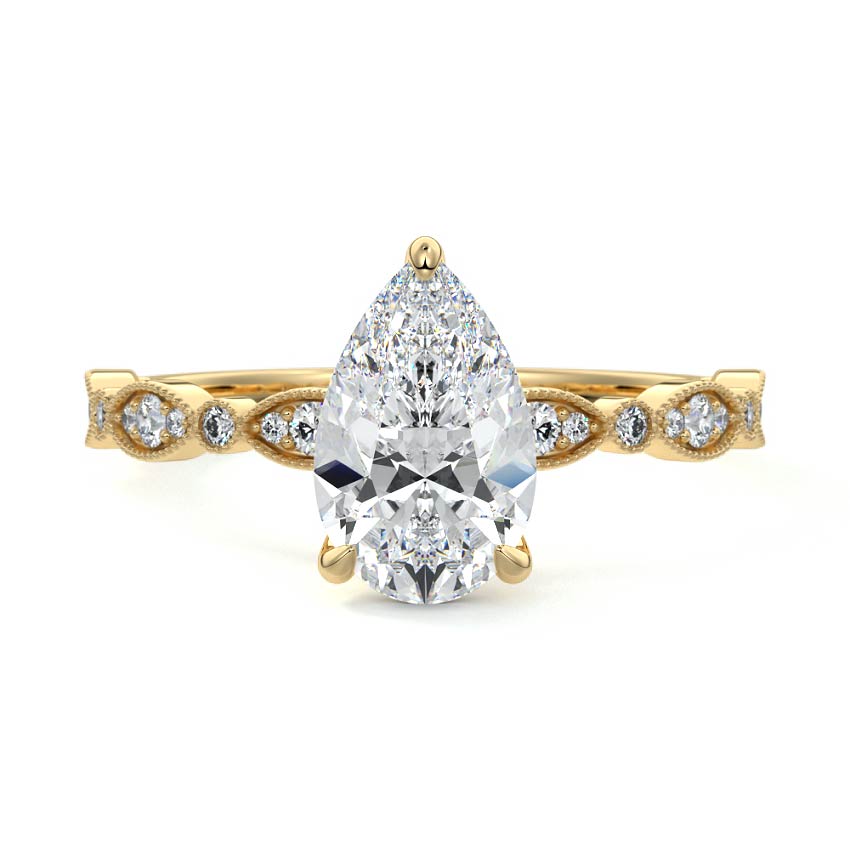 2.50 Carats Lab Grown Diamond Pear Shape E-VS1 Pave Setting Engagement Ring