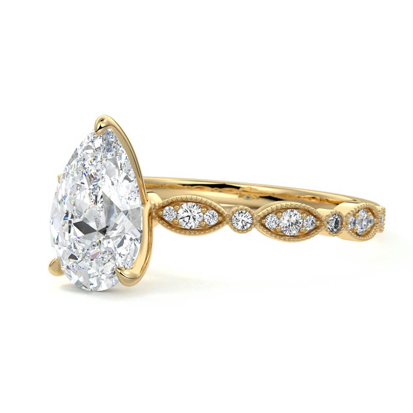 2.50 Carats Lab Grown Diamond Pear Shape E-VS1 Pave Setting Engagement Ring