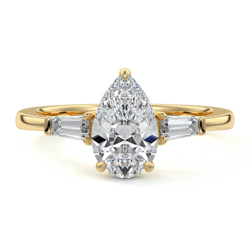 2.30 Carats Lab Grown Diamond Pear Shape E-VS1 Three Stone Engagement Ring