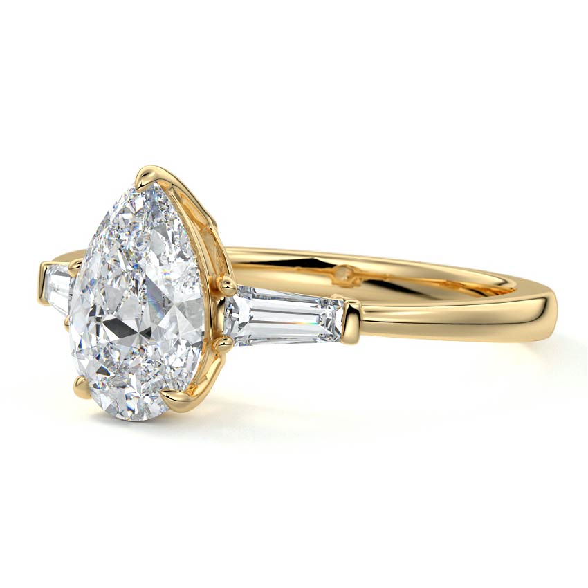 2.30 Carats Lab Grown Diamond Pear Shape E-VS1 Three Stone Engagement Ring