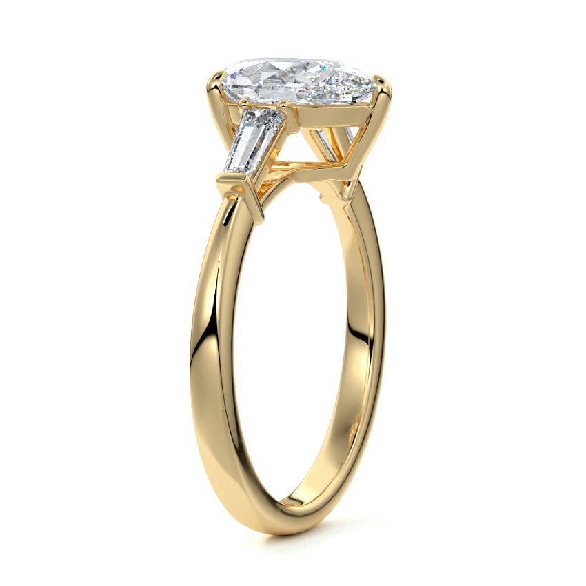 2.30 Carats Lab Grown Diamond Pear Shape E-VS1 Three Stone Engagement Ring