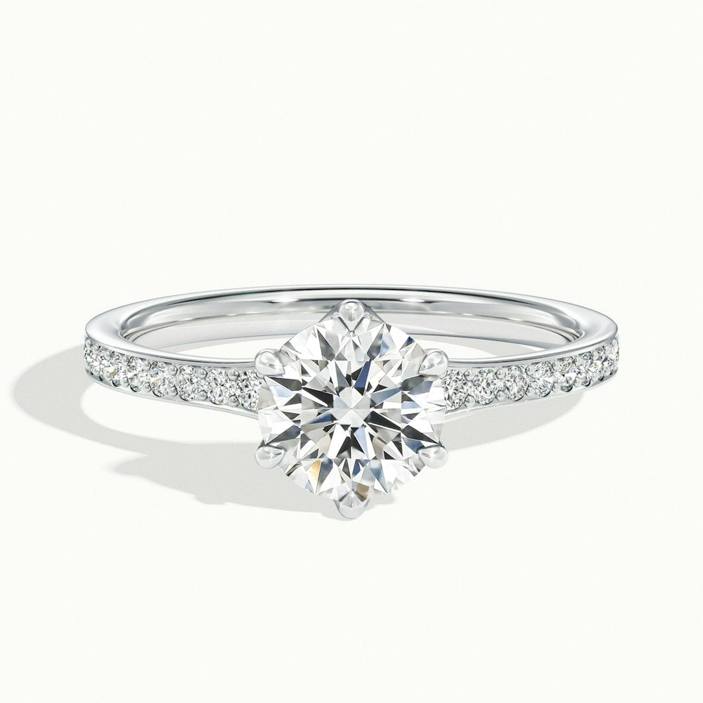1.0 Carats Lab Grown Diamond Round Shape E-VS2 Pave Engagement Ring