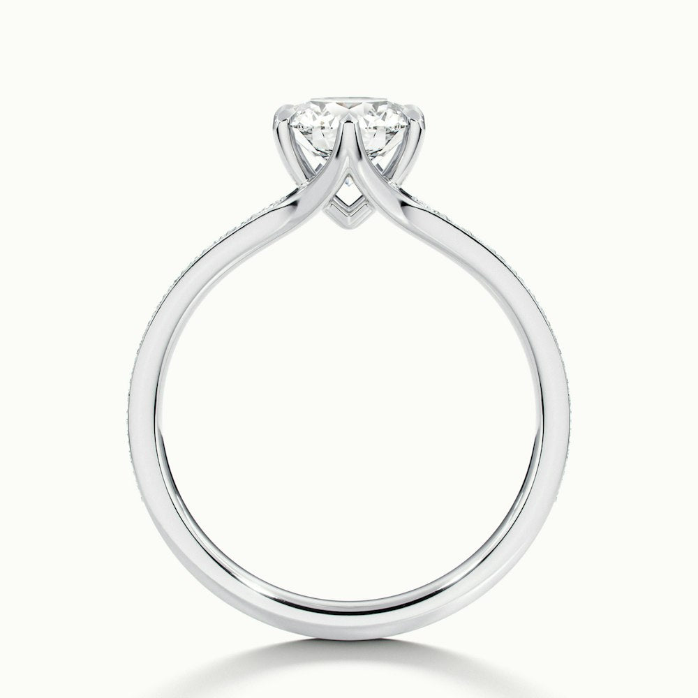 1.0 Carats Lab Grown Diamond Round Shape E-VS2 Pave Engagement Ring