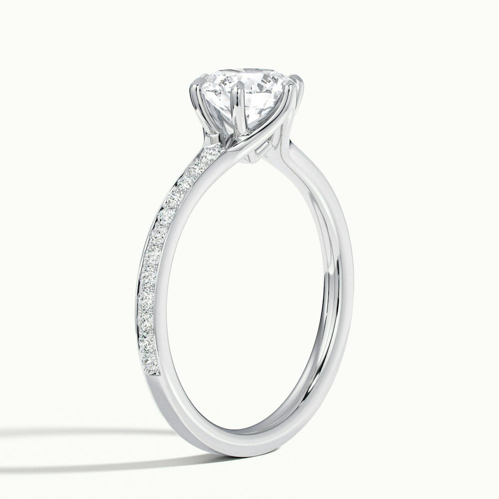 1.0 Carats Lab Grown Diamond Round Shape E-VS2 Pave Engagement Ring