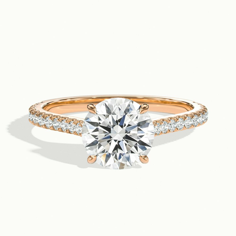 1.0 Carats Lab Grown Diamond Round Shape E-VS1 Pave Engagement Ring