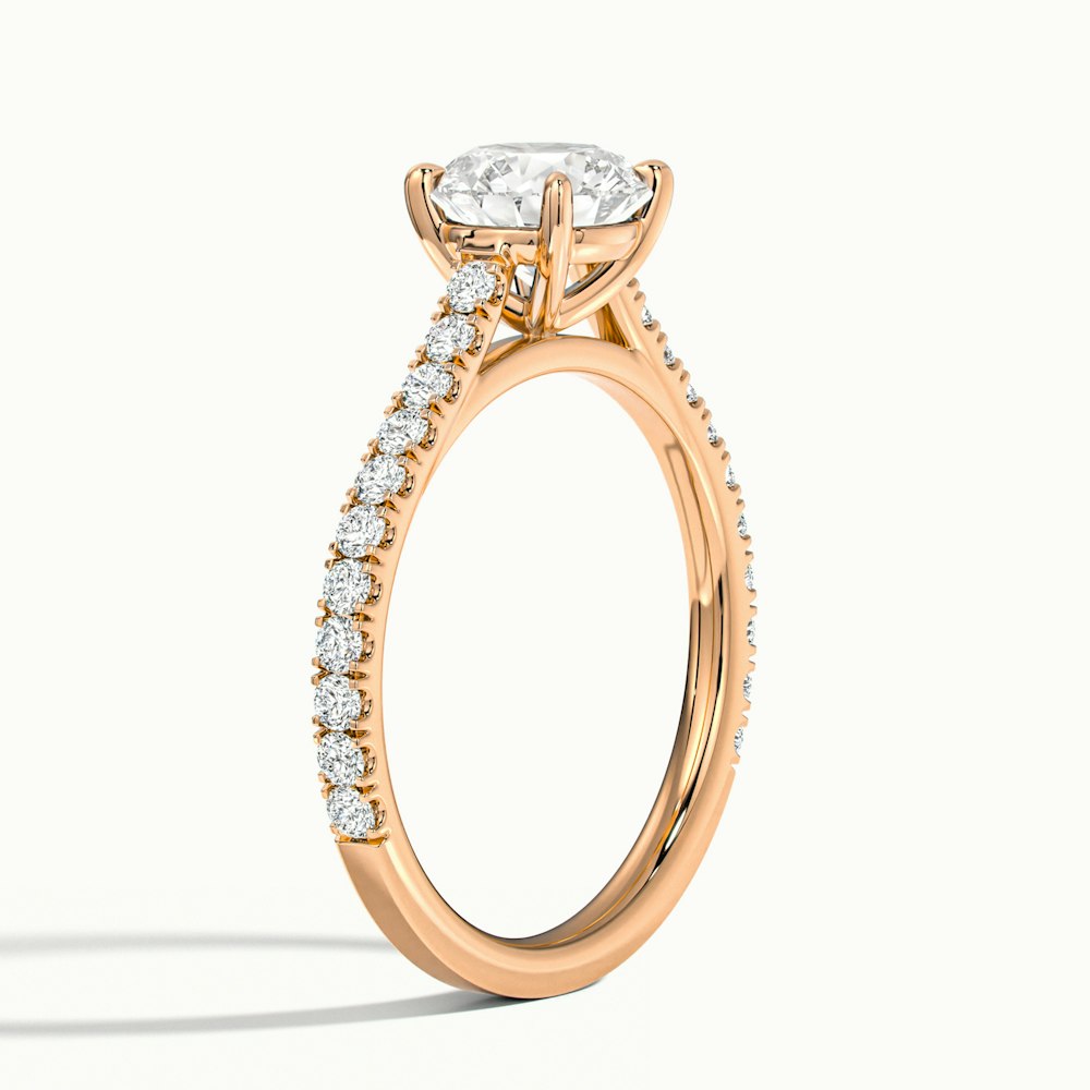 1.0 Carats Lab Grown Diamond Round Shape E-VS1 Pave Engagement Ring