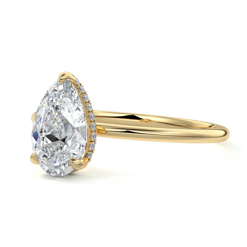 2.0 Carats Lab Grown Diamond Pear Shape E-VS1 Hidden Halo Engagement Ring