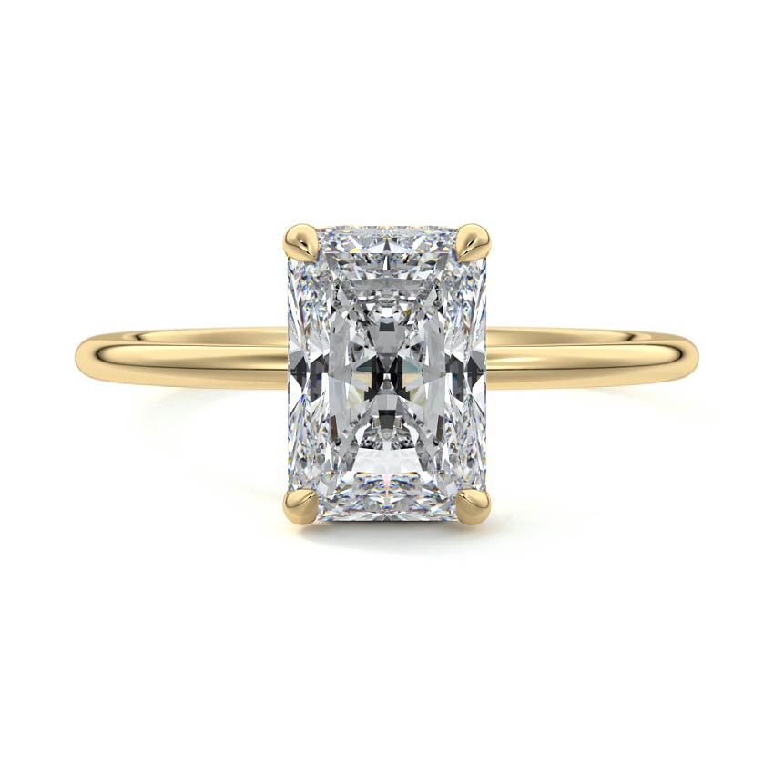 2.50 Carats Lab Grown Diamond Radiant Shape E-VS1 Hidden Halo Engagement Ring