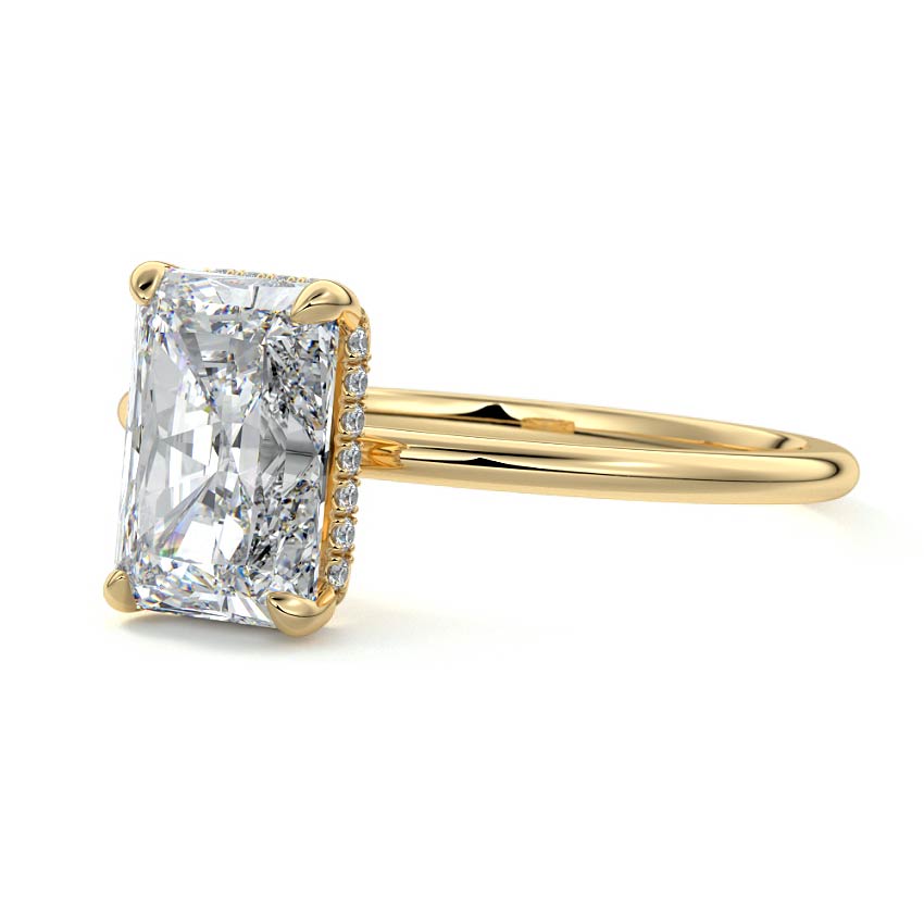 2.50 Carats Lab Grown Diamond Radiant Shape E-VS1 Hidden Halo Engagement Ring