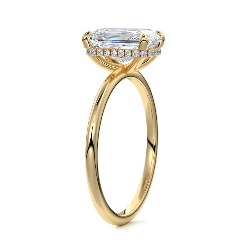 2.50 Carats Lab Grown Diamond Radiant Shape E-VS1 Hidden Halo Engagement Ring