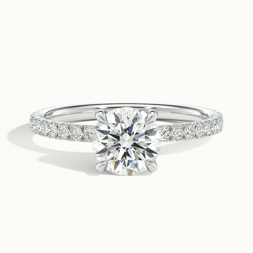 1.0 Carats Lab Grown Diamond Round Shape E-VS1 Pave Engagement Ring