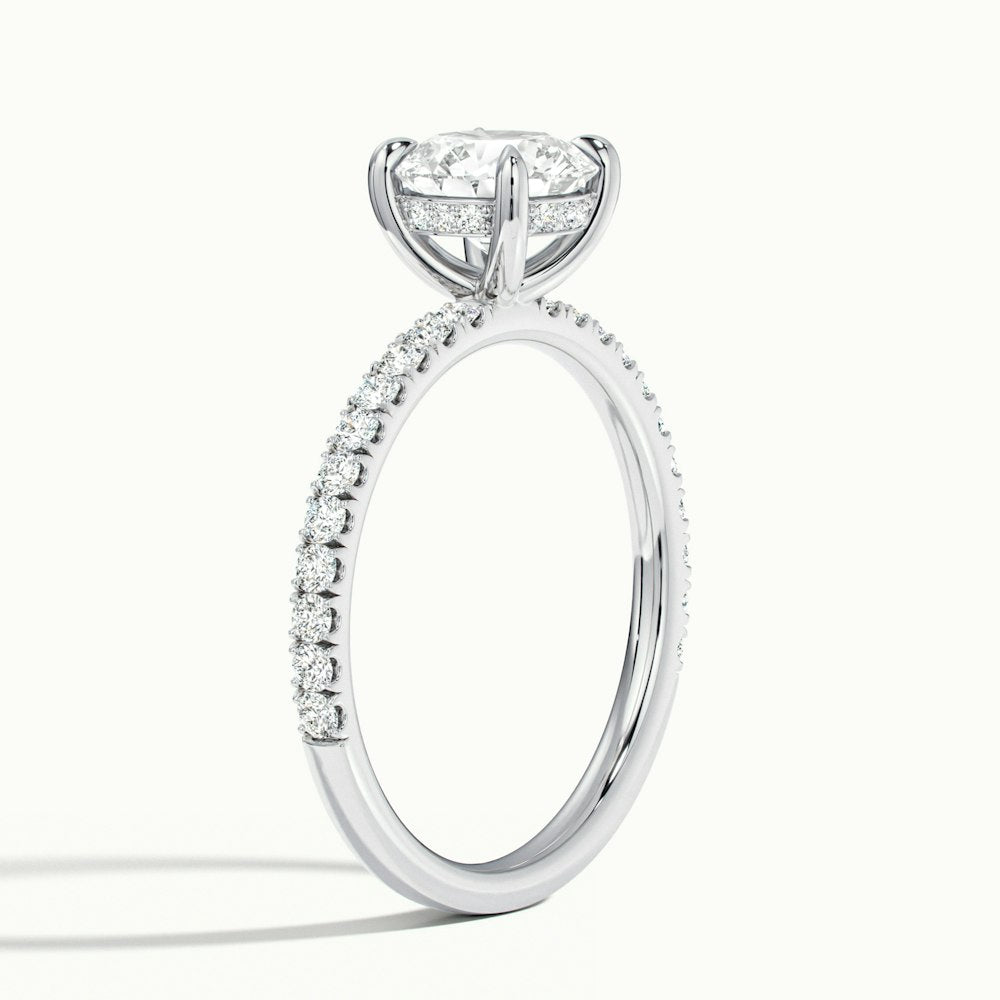 1.0 Carats Lab Grown Diamond Round Shape E-VS1 Pave Engagement Ring