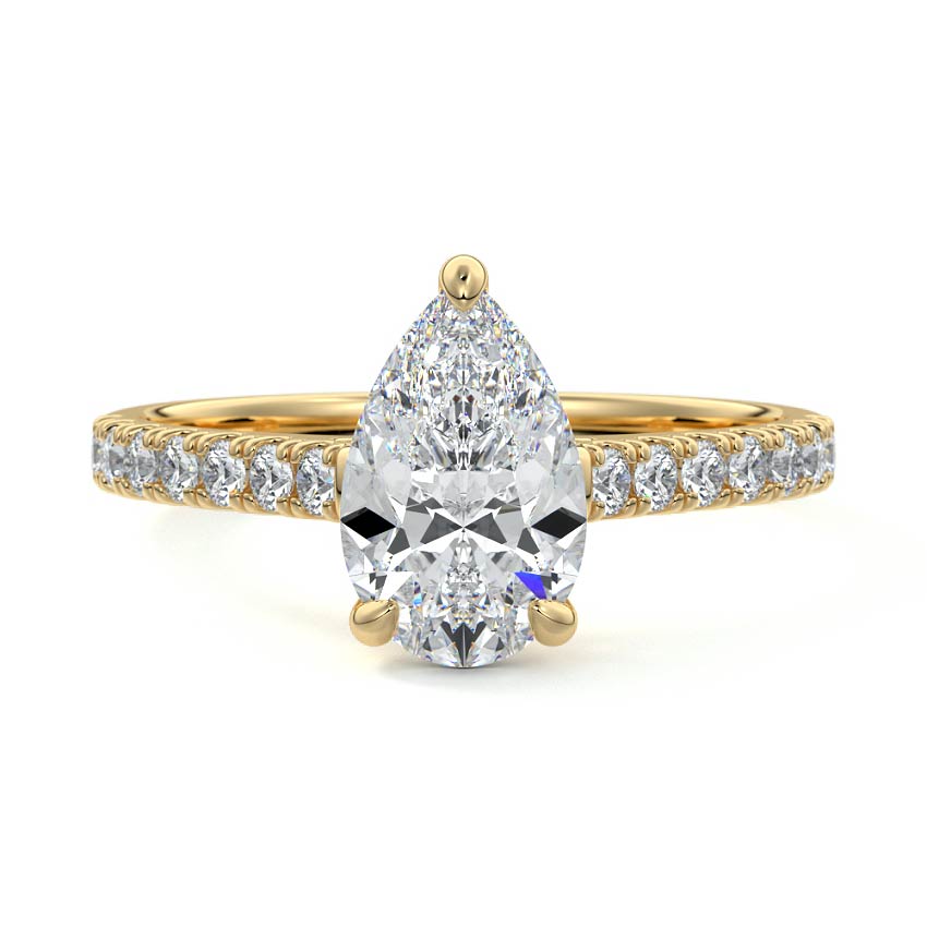 2.50 Carats Lab Grown Diamond Pear Shape E-VS1 Pave Setting Engagement Ring