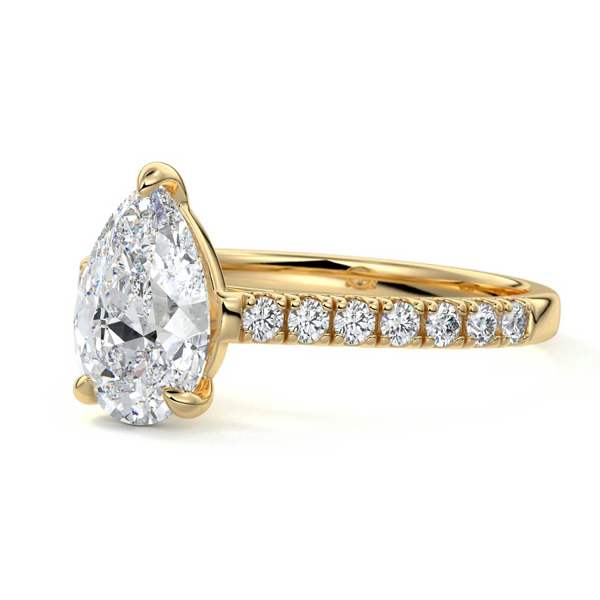 2.50 Carats Lab Grown Diamond Pear Shape E-VS1 Pave Setting Engagement Ring