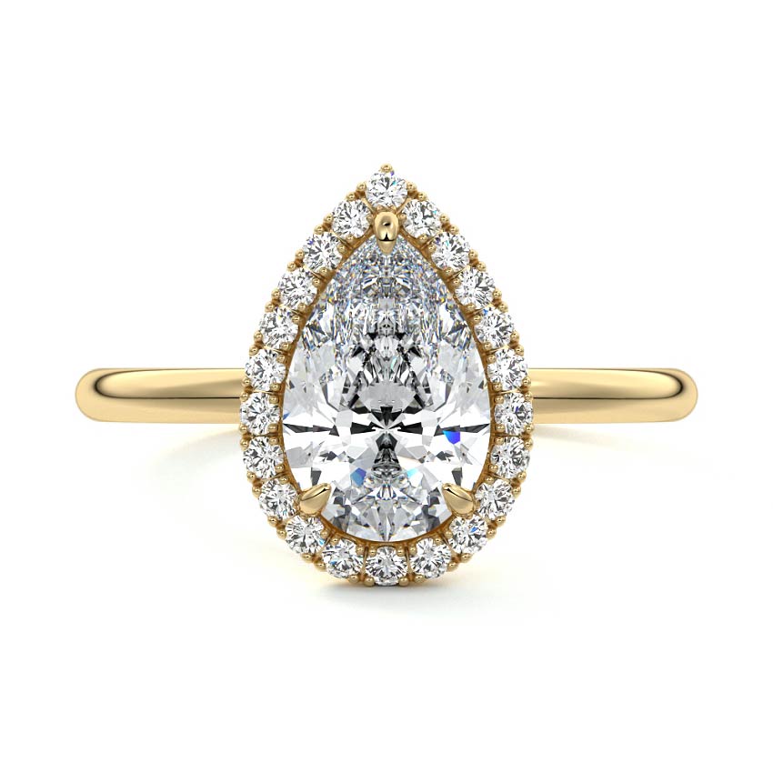 3.0 Carats Lab Grown Diamond Pear Shape E-VS1 Halo Engagement Ring