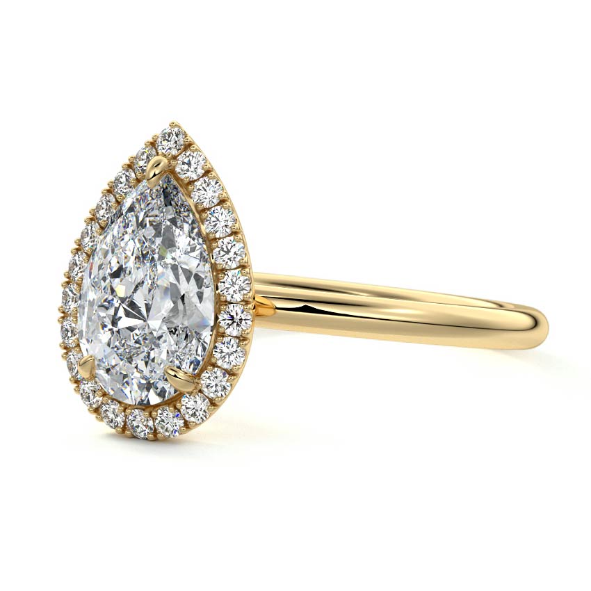 3.0 Carats Lab Grown Diamond Pear Shape E-VS1 Halo Engagement Ring