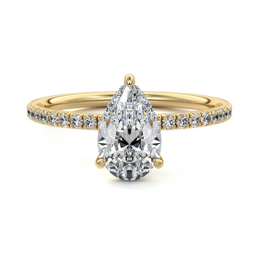 1.50 Carats Lab Grown Diamond Pear Shape E-VS1 Pave Setting Engagement Ring