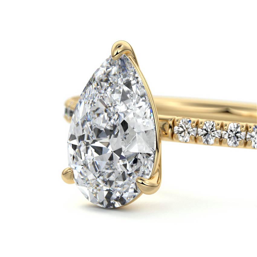 1.50 Carats Lab Grown Diamond Pear Shape E-VS1 Pave Setting Engagement Ring