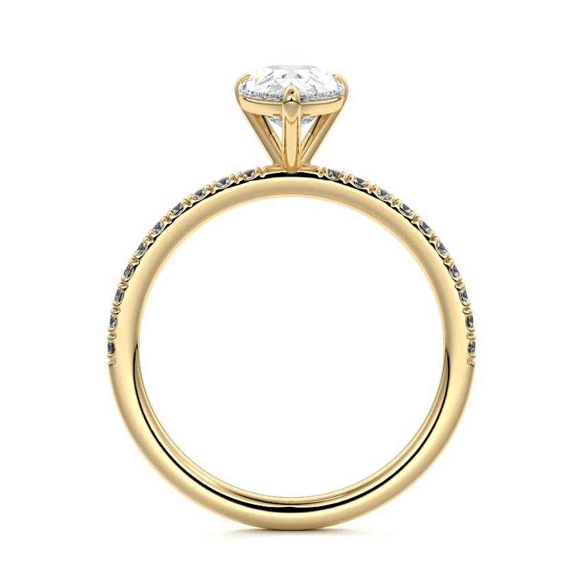 1.50 Carats Lab Grown Diamond Pear Shape E-VS1 Pave Setting Engagement Ring