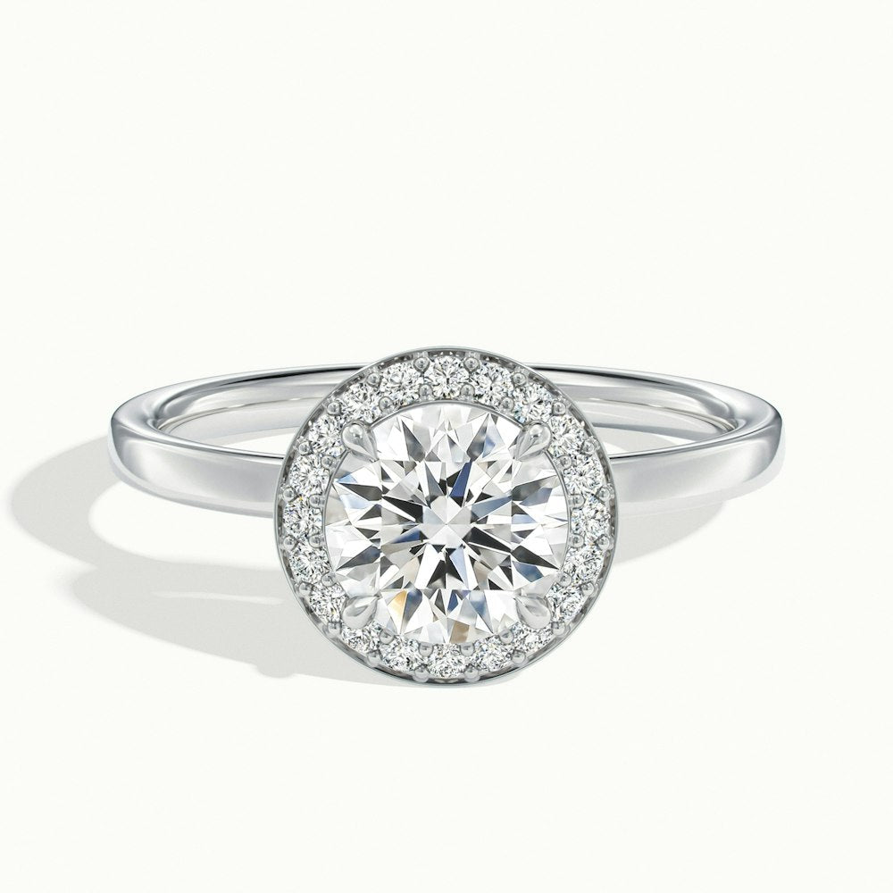 1.0 Carats Lab Grown Diamond Round Shape E-VS1 Halo Engagement Ring