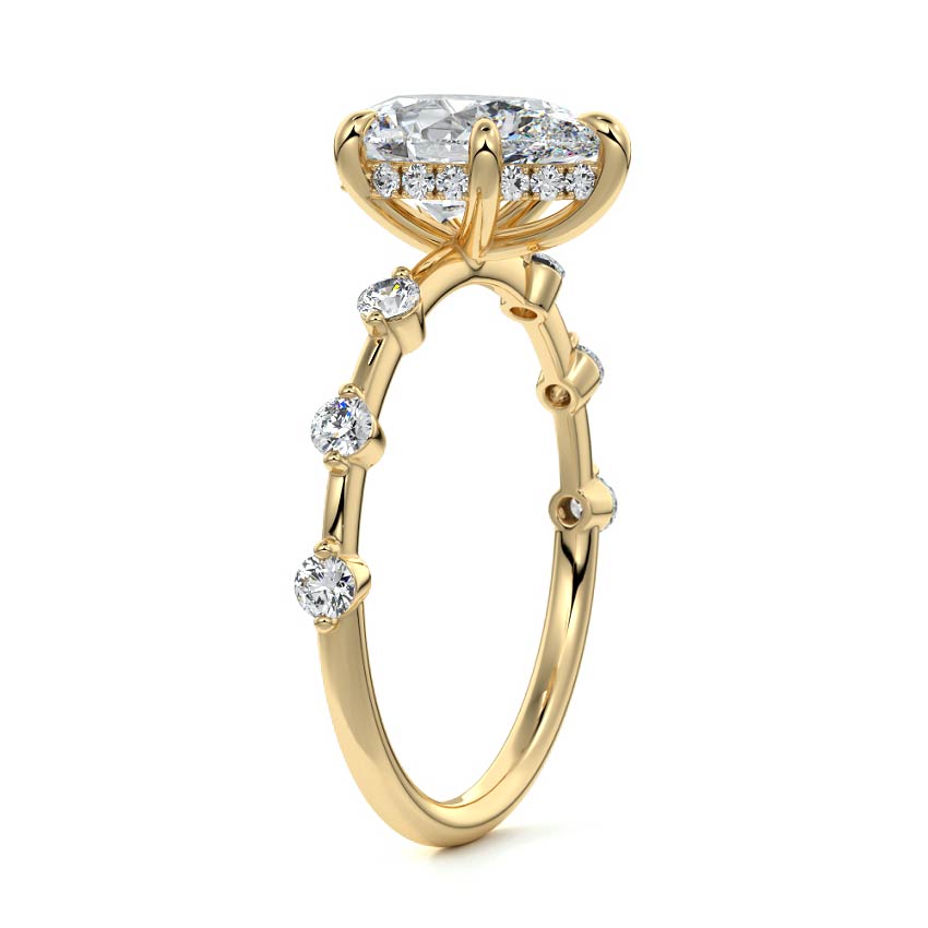 2.50 Carats Lab Grown Diamond Pear Shape E-VS1 Hidden Halo & Dainty Pave Engagement Ring