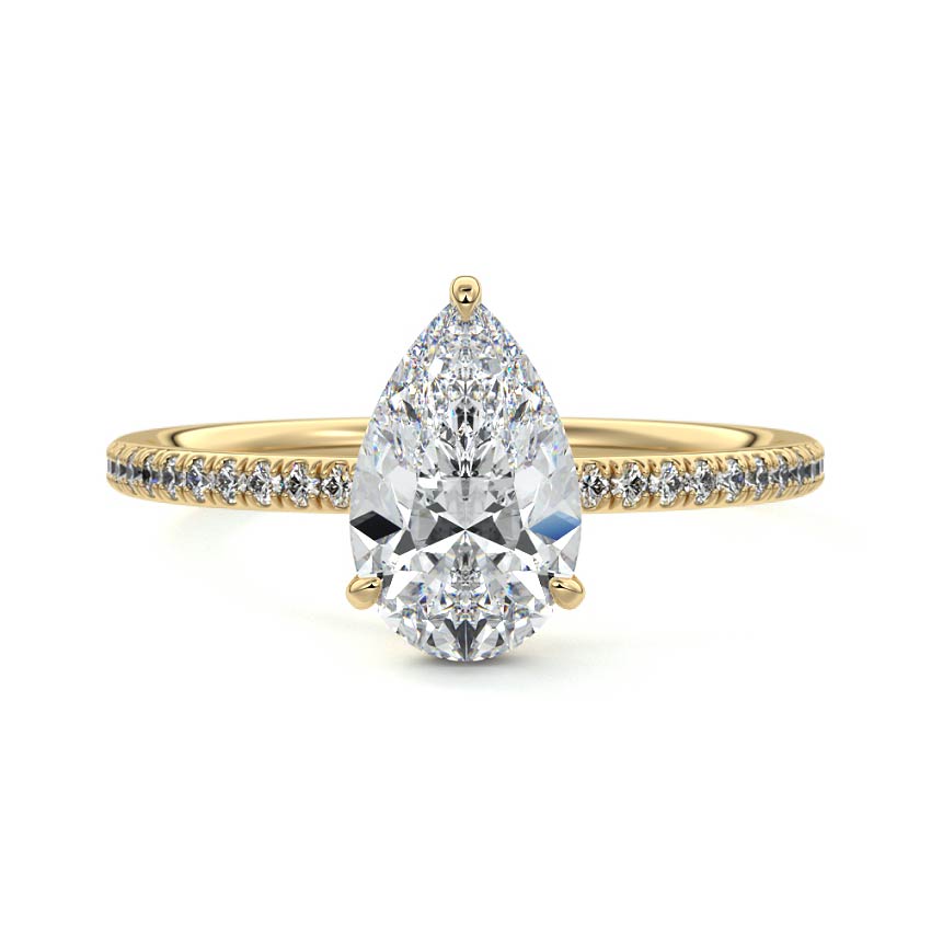 2.0 Carats Lab Grown Diamond Pear Shape E-VS1 Hidden Halo & Pave Engagement Ring