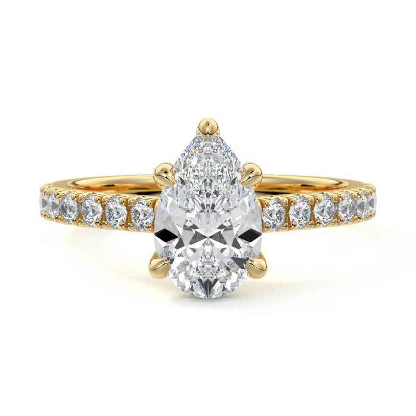 1.50 Carats Lab Grown Diamond Pear Shape E-VS1 Pave setting Engagement Ring