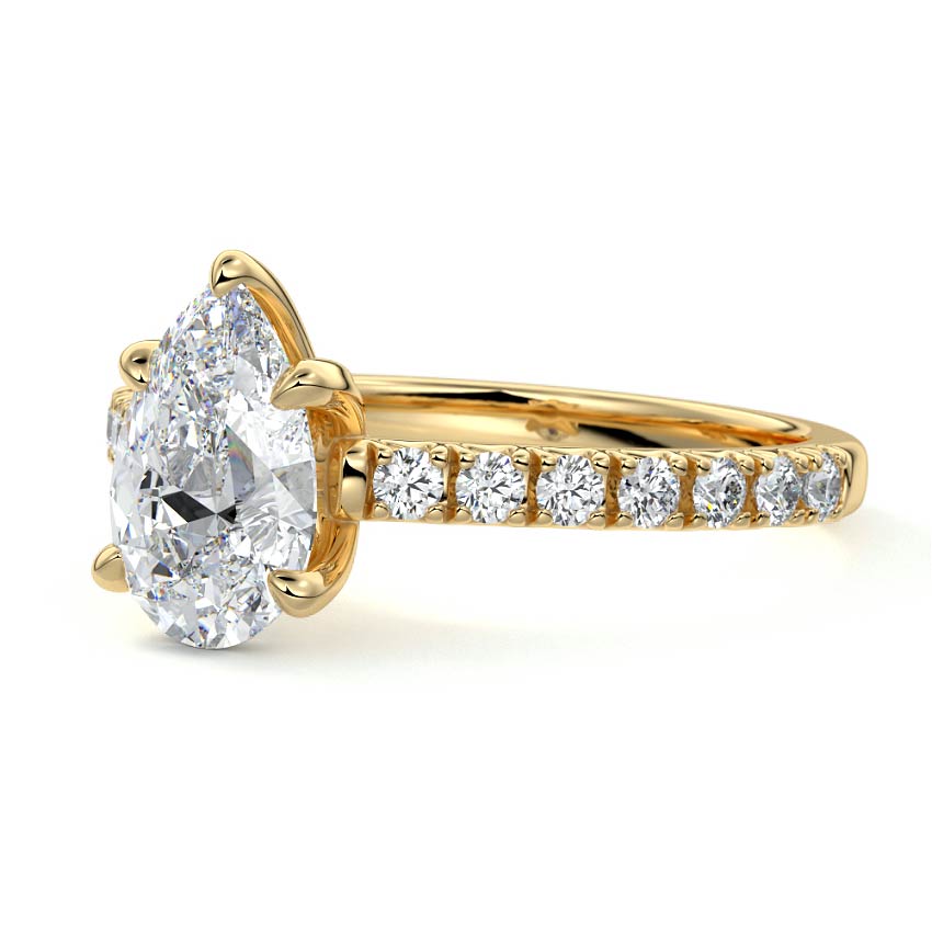 1.50 Carats Lab Grown Diamond Pear Shape E-VS1 Pave setting Engagement Ring
