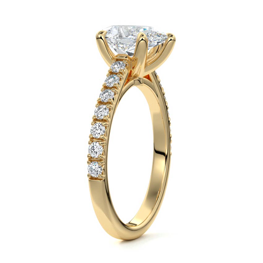 1.50 Carats Lab Grown Diamond Pear Shape E-VS1 Pave setting Engagement Ring