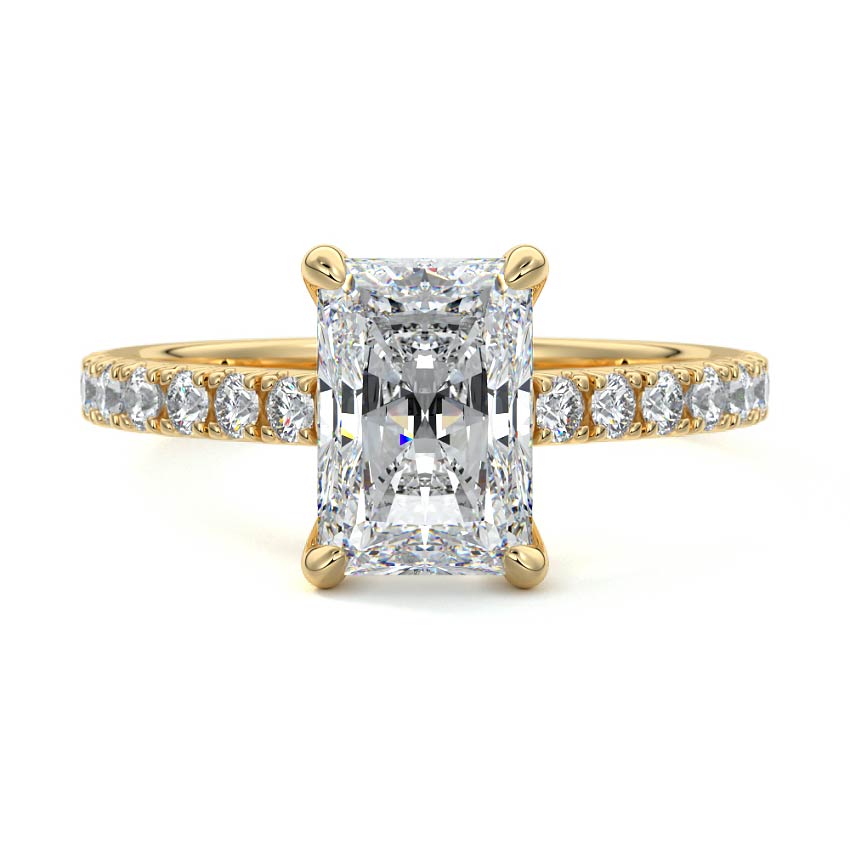 2.50 Carats Lab Grown Diamond Radiant Shape E-VS1 Pave Setting Engagement Ring