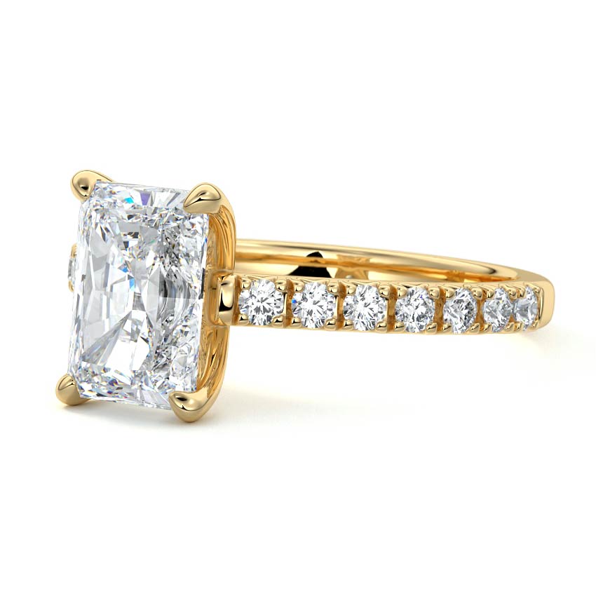 2.50 Carats Lab Grown Diamond Radiant Shape E-VS1 Pave Setting Engagement Ring