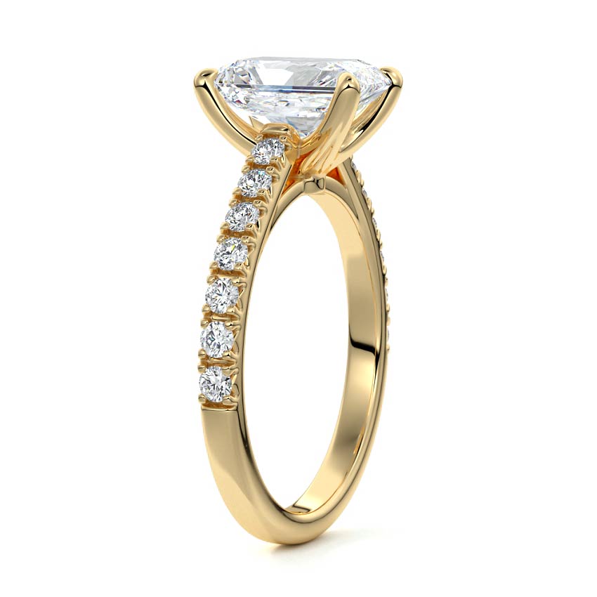 2.50 Carats Lab Grown Diamond Radiant Shape E-VS1 Pave Setting Engagement Ring