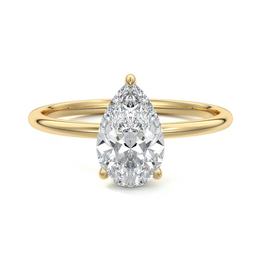 1.50 Carats Lab Grown Diamond Pear Shape E-VS1 Hidden Halo Engagement Ring