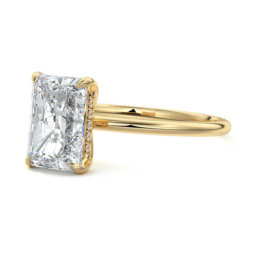 2.0 Carats Lab Grown Diamond Radiant Shape E-VS1 Hidden Halo Engagement Ring
