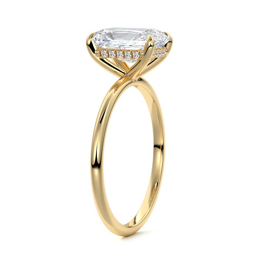 2.0 Carats Lab Grown Diamond Radiant Shape E-VS1 Hidden Halo Engagement Ring