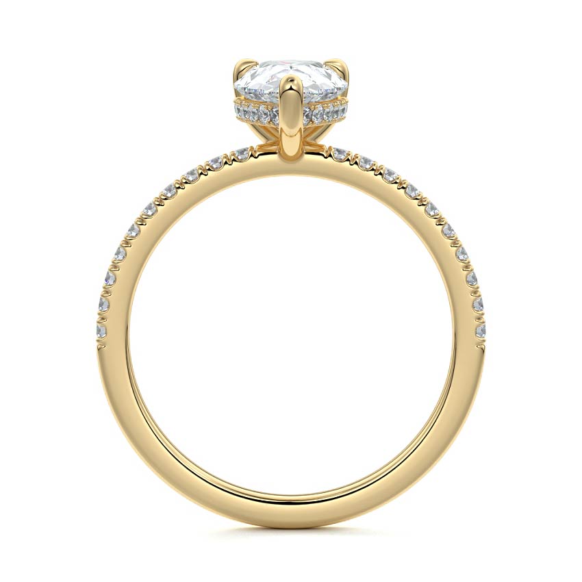 1.50 Carats Lab Grown Diamond Pear Shape E-VS1 Hidden Halo & Pave Engagement Ring
