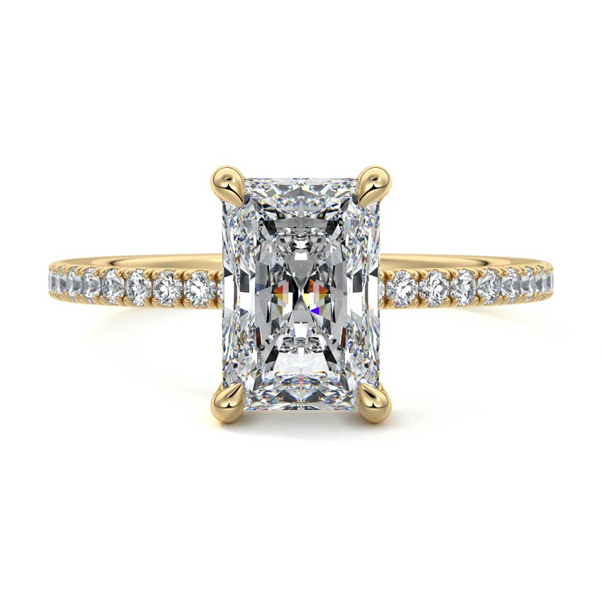 2.50 Carats Lab Grown Diamond Radiant Shape E-VS1 Hidden Halo & Pave Engagement Ring