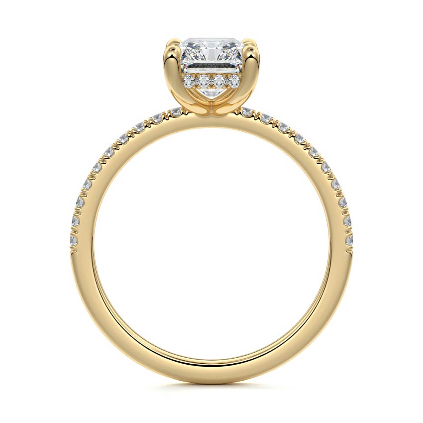 2.50 Carats Lab Grown Diamond Radiant Shape E-VS1 Hidden Halo & Pave Engagement Ring