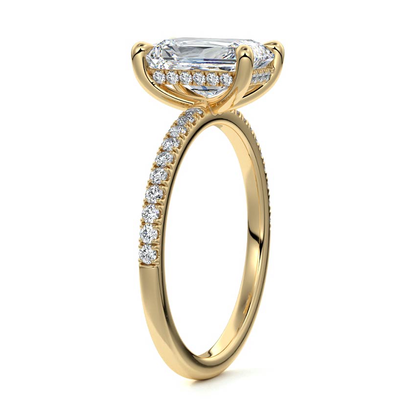 2.50 Carats Lab Grown Diamond Radiant Shape E-VS1 Hidden Halo & Pave Engagement Ring