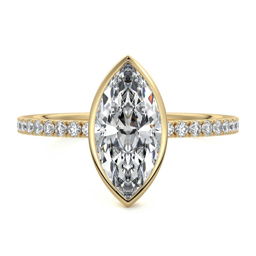 2.50 Carats Lab Grown Diamond Marquise Shape E-VS1 Bezel Pave Engagement Ring